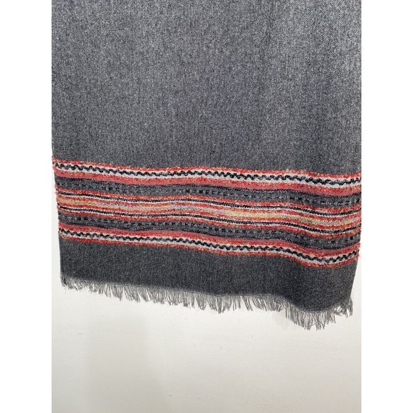 Sag Harbor Wool Long Skirt Sz 12 Grey Southwestern Midi Fringe Lined NEW - Picture 5 of 6